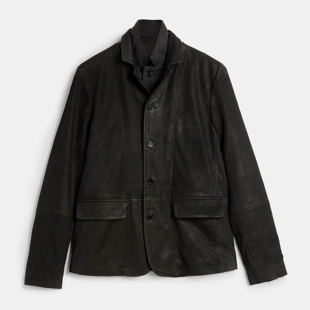 All Saints Survey Waxed Suede Double Layer Blazer